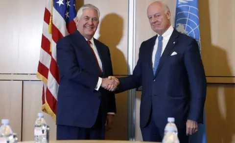 Getty Images Mr Tillerson met with UN Syria envoy Steffan de Mistura in October