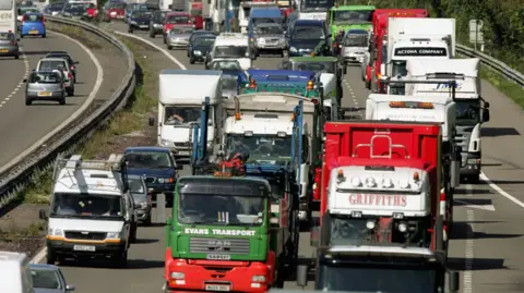 Congestion on the M4 at Newport