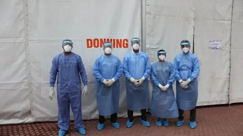 Getty Images Covid doctors in Delhi