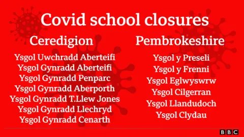 A graphic listing the schools to close