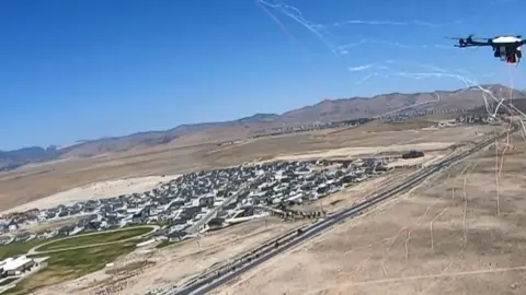 Fortem Technologies Screengrab of a video showing A targets eye view of the expanding net launched by a Fortem drone