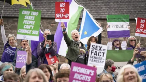 PA Media Scottish Parliament protest