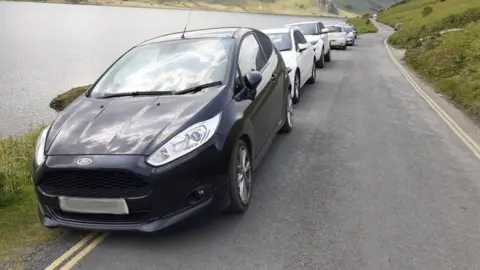 LDNPA Cars parked on double yellow lines in the Lake District