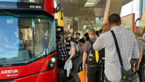 A busy Vauxhall bus station