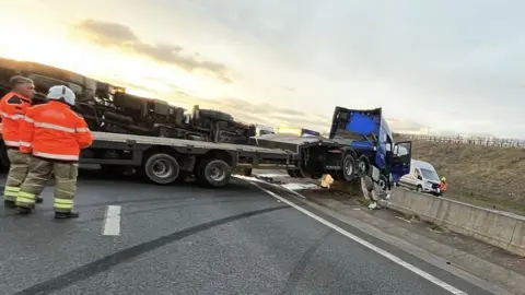 A1 M part closed in North Yorkshire after two lorries crash