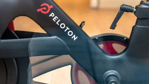 Getty Images Part of a Peloton gym bicycle