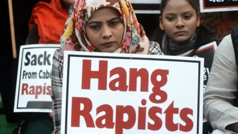 Getty Images An anti-rape protest in India