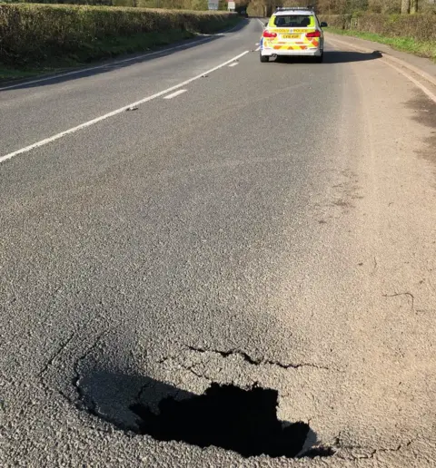 Dyfed-Powys Police Sinkhole in Carmarthenshire