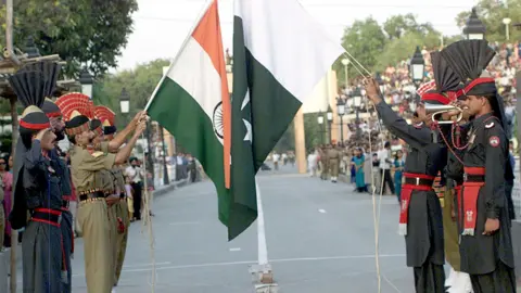 Getty Images A flag ceremony on the India-Pakistan border