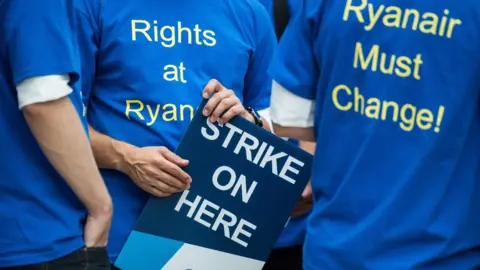 Getty Images Ryanair pilots on strike