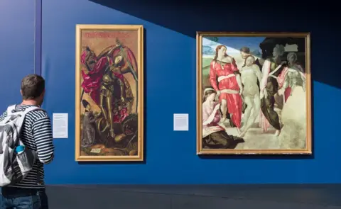 EPA Bartolome Bermejo's Saint Michael triumphant over the Devil with the Donor Antoni Joan