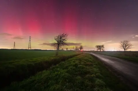 Paul Joels Aurora Borealis seen from just outside Sibthorpe, Nottinghamshire