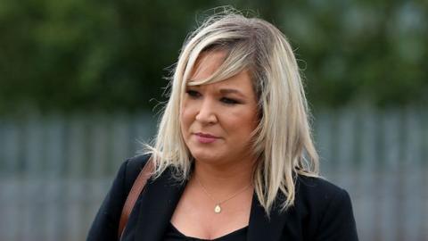 Michelle O'Neill at the funeral of Bobby Storey