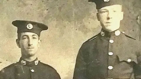 HMS Vanguard 9th July 1917 Lost Crew Photograph of two Marines