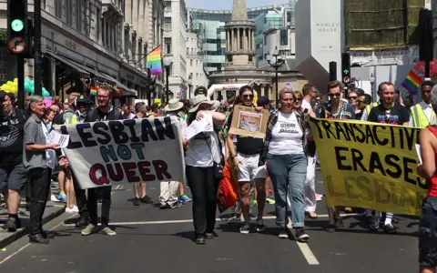 Pam Isherwood  Get The L Out members at Pride in London, 2018