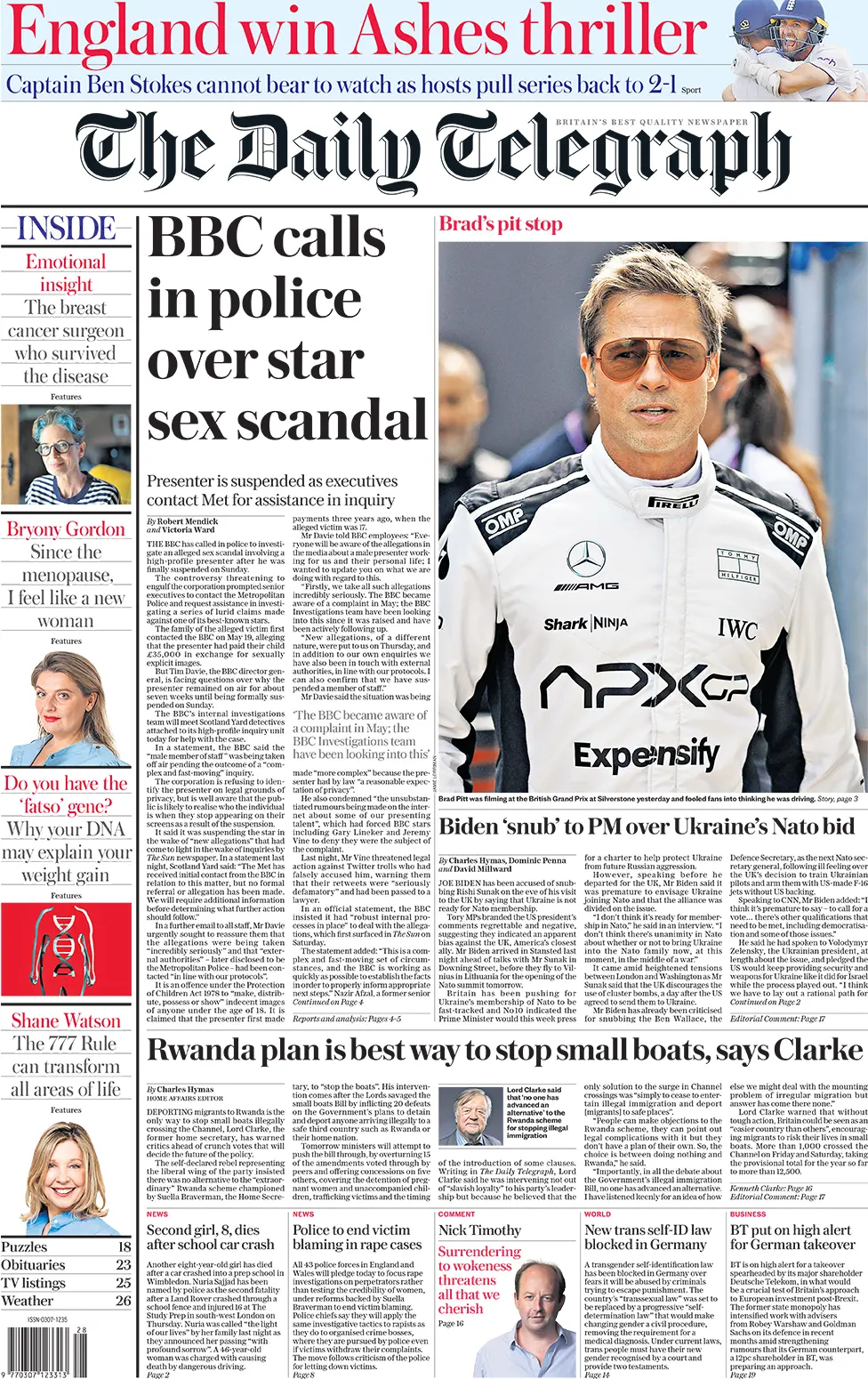 Telegraph front page