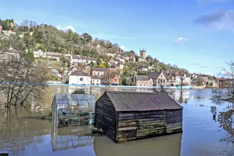 PA Media Flooding in Ironbridge, Shropshire