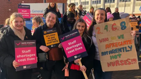 Striking staff outside Leeds General Infirmary