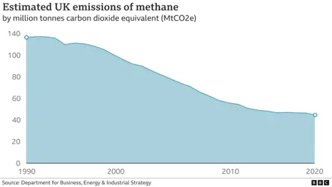 Graphic showing UK methane emissions