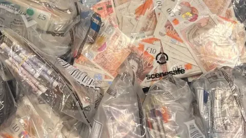 Derbyshire Police Bagged cash