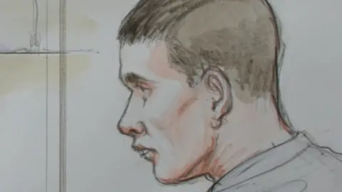 Court sketch of Henri Pinney