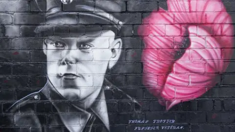 PA Media A mural of Normandy veteran Tommy Trotter outside The Last Post in Thornaby