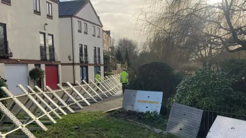 Environment Agency Flood barriers at Beales Corner