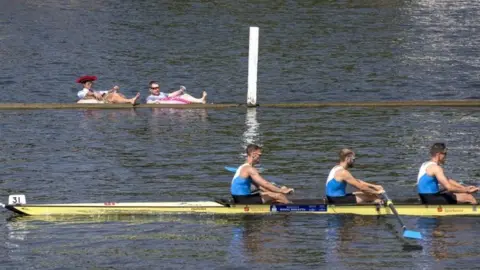 PA Spectators on inflatables at Henley regatta