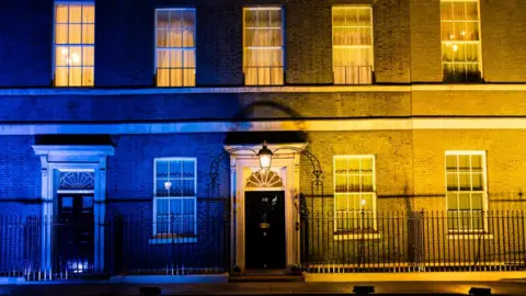 EPA No 10 light up in the yellow and blue of Ukraine's flag