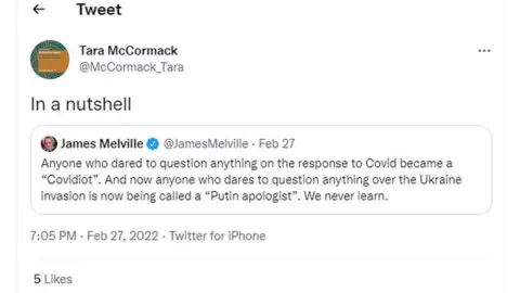 Twitter Dr Tara McCormack tweet