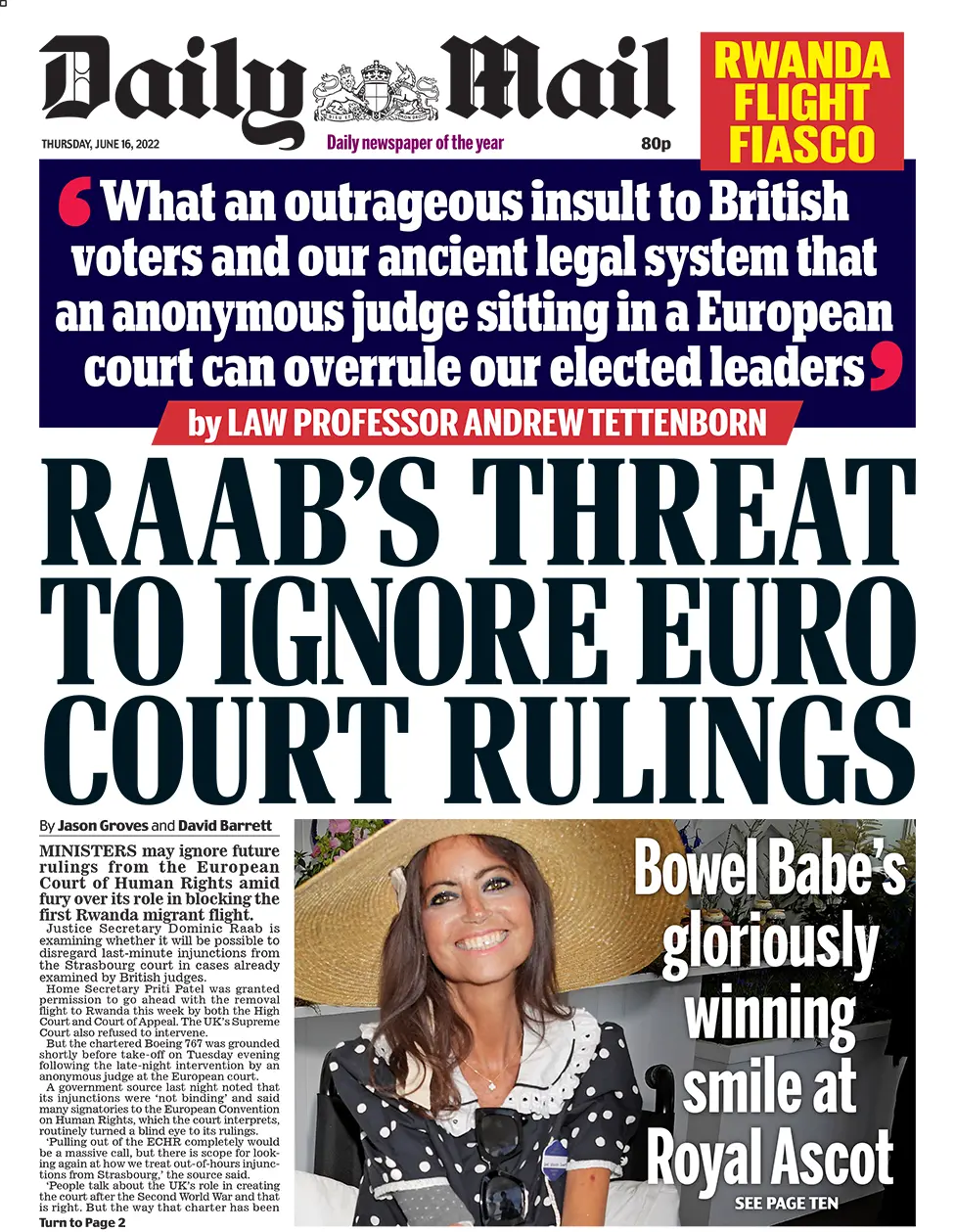 Daily Mail front page