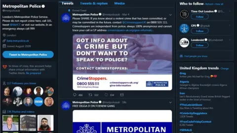 BBC Screengrab of hacked Met Police tweet