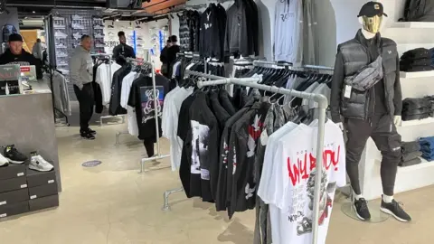 Clothing rails in Bristol shop Spaceboy UK