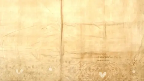 Museum of London Docklands hair-embroidered bedsheet