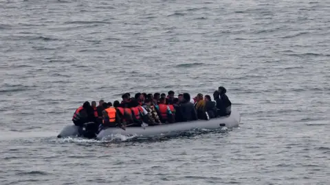Reuters A small boat crossing the Channel in October 2023