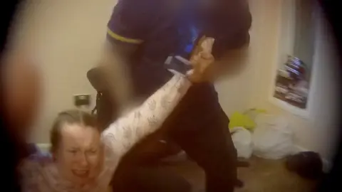 BBC Harley being restrained in undercover filming at the Edenfield Centre