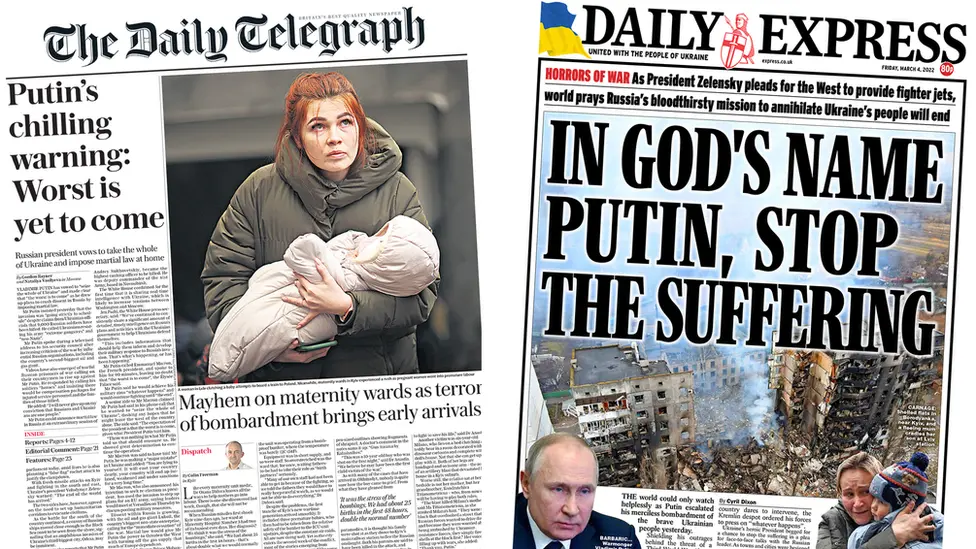 Daily Telegraph and Daily Express front pages