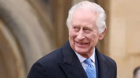 King Charles III following the Easter Mattins Service at St George's Chapel at Windsor Castle in Berkshire. Picture date: Sunday March 31, 2024