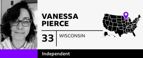 Graphic of Vanessa Pierce, 33, of Wisconsin, an independent