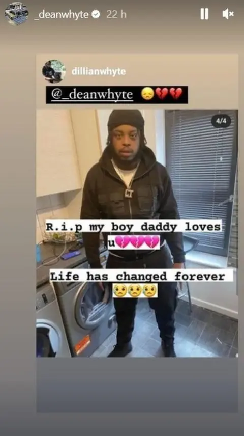 Dean Whyte Promoter Dean Whyte paid tribute to his son on social media