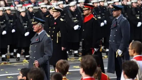 EPA Prince Charles, Prince Andrew, Prince Harry and Prince William at the Cenotaph memorial