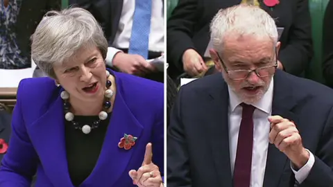 HoC Theresa May and Jeremy Corbyn