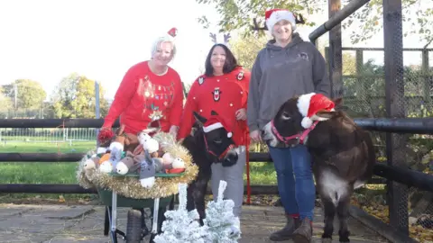 Mini Donks Susan Crossland and Debra Pearce with founder Sarah McPherson