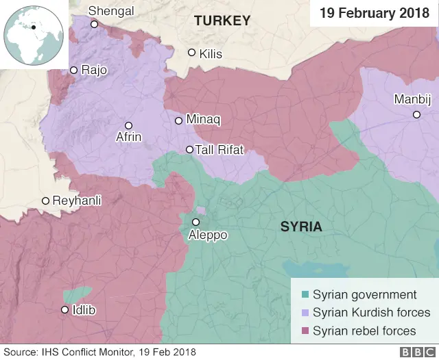 Map showing control of Afrin