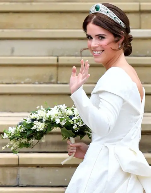 Tim Rooke/REX/Shutterstock The bride Princess Eugenie of York arrives in her car for her Royal wedding