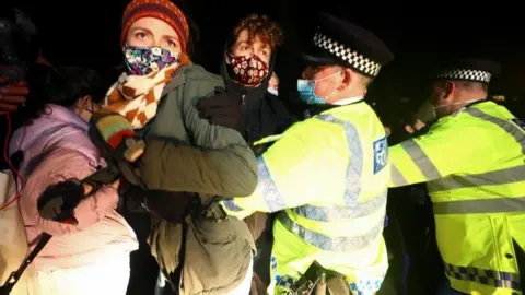 Reuters Police officers at the vigil for Sarah Everard in Clapham Common