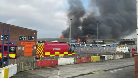 Leicester Media Firefighters at the blaze