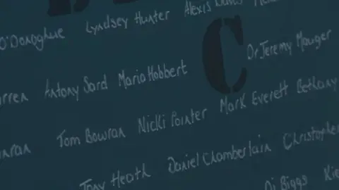 Names hand written on the NHS Spitfire