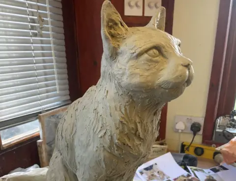 Sally Dunham Clay model of cat