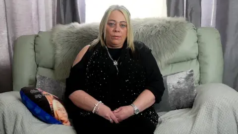 BBC Ms Oakes, the grieving mother of Raymond James Quigley, known as James.